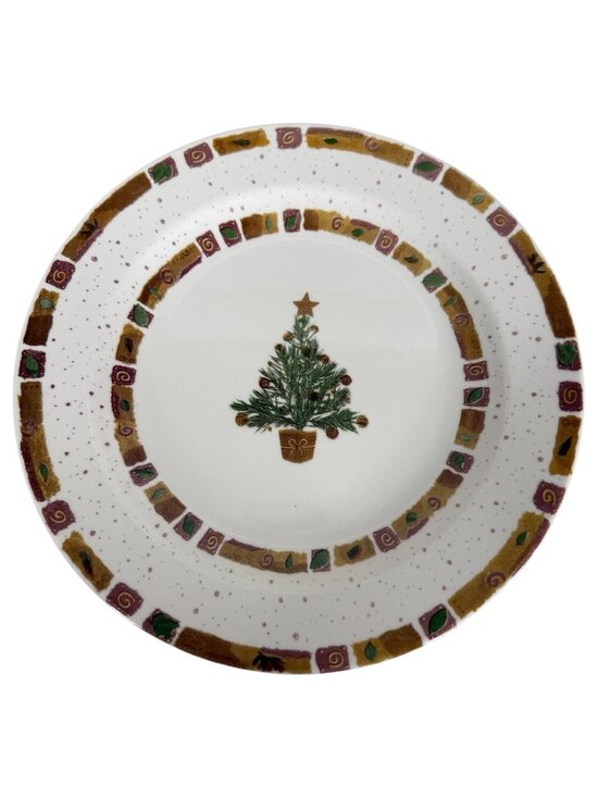Pier 1 Other - Pier 1 Natural Christmas Dinner Plate With Festive Tree Design Made In England